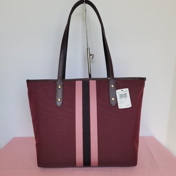COACH Horse & Carriage Jacquard Fabric City Tote- Oxblood color ⭐ - Picture 5 of 16